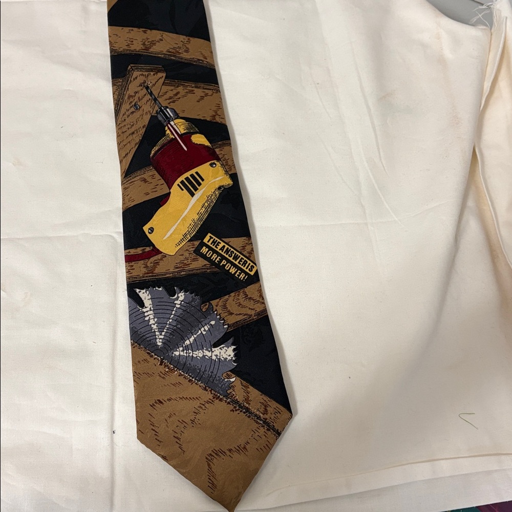 Power Drill Home Improvement Handyman Tool Time Men's Necktie Father’s Day